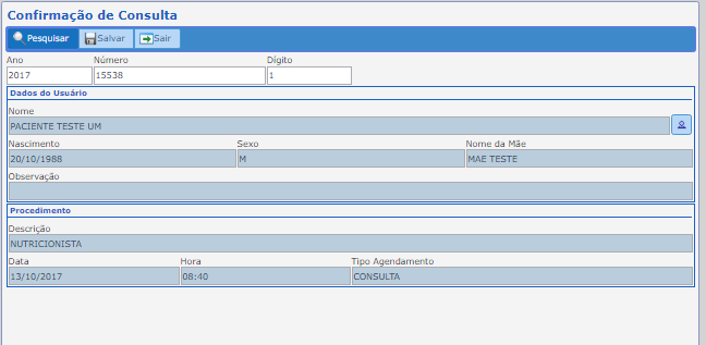 Confirmação de Consulta